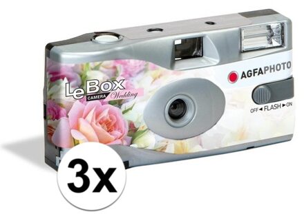3x Bruiloft wegwerp cameras met flitser voor 27 kleuren fotos