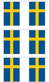 3x Buiten vlaggenlijn Zweden 3 meter - Vlaggenlijnen Multikleur