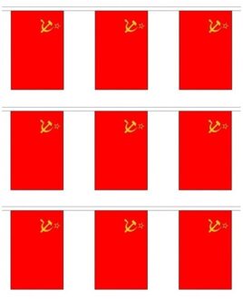 3x Buiten vlaggenlijnen USSR/Sovjet Unie 3 m - 300 cm - Slingers versiering - Feestartikelen landen versiering