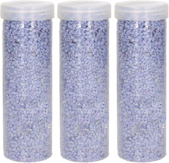 3x busjes fijn decoratie zand/kiezels kleur blauw 500 gram - Decoratie zandkorrels mini steentjes 2 tot 6 mm