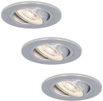 3x Chandler - LED Inbouwspots Zilver Kantelbaar