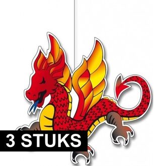 3x Chinese draak thema hangdecoraties van karton 30 cm