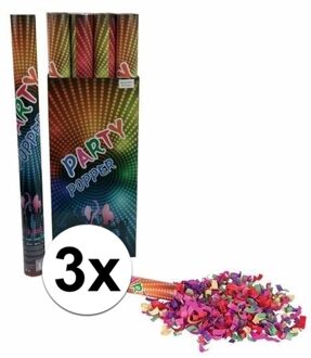 3x Confetti knaller kleuren 60 cm