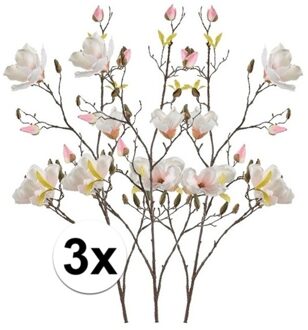 3x Creme Magnolia kunstbloem 105 cm - Kunstbloemen Crème