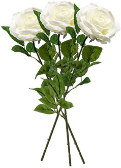 3x Creme rozen Marleen kunstbloemen 63 cm
