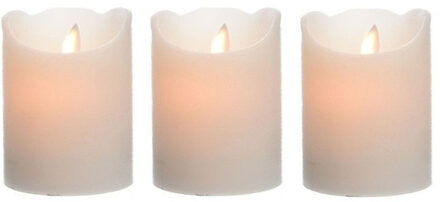 3x Creme witte LED kaarsen/stompkaarsen 10 cm flakkerend