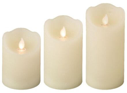 3x Creme witte nep kaarsen met led-lichtjes - LED kaarsen Crème