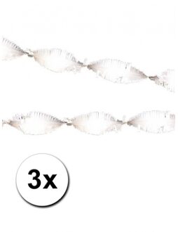 3x crepe papier slingers/guirlande - 6 meter - multi-kleur