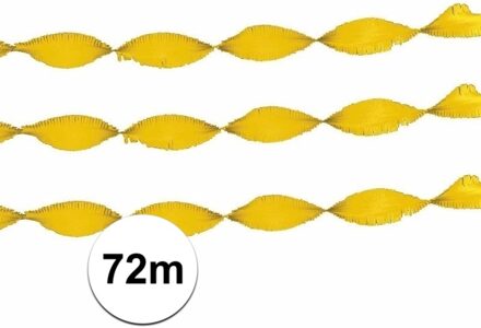3x Crepe papieren slingers geel 24 m