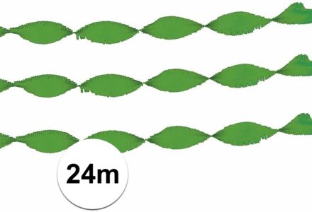 3x Crepe papieren slingers groen 24 m