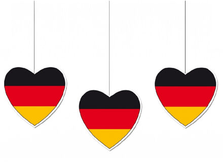 3x Decoratie harten vlag Duitsland 14 cm Multi