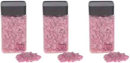 3x Decoratie/hobby stenen roze 600 gram - Home deco woonaccessoires - Knutsel materialen