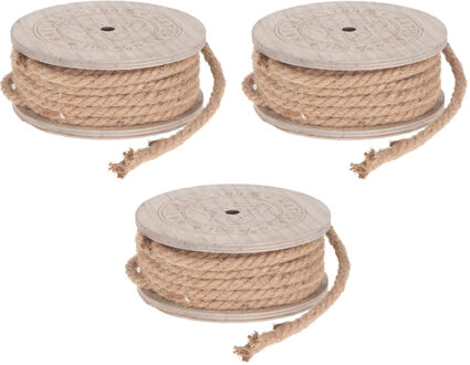 3x Decoratie/hobby touw jute bruin lengte 7 meter dikte 8 mm -  Hobbytouw