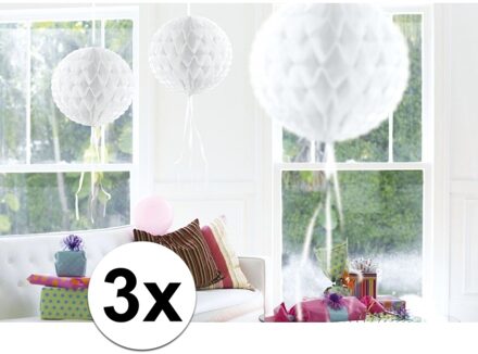 3x Decoratiebollen wit 30 cm