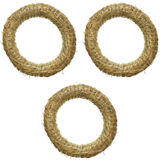 3x decoris kerstkrans van stro - 25 x 5 cm - diy kransen maken - kerst deurkrans