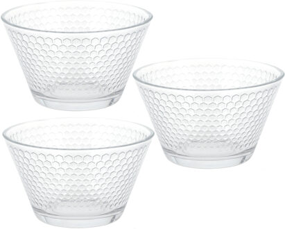 3x Dessert schaaltjes van glas 11 cm 330 ml - Saladeschalen Transparant