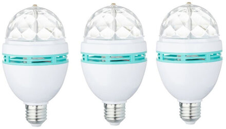 3x Disco lampen/lichten E27 fitting 360 graden roterend- Disco bol voor fitting - 2,5 Watt - Ledlampen