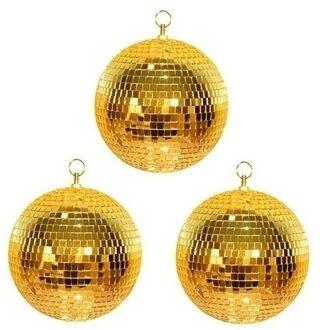 3x Disco spiegel ballen goud 30 cm