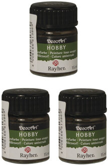 3x Donkerbruine acrylverf/allesverf potjes 15 ml hobby/knutsel - Hobbyverf