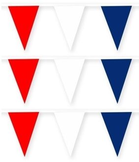 3x Feestartikelen Kroatie thema stoffen slingertje rood/wit/blauw 10 m