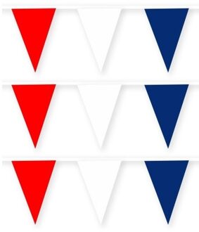 3x Feestartikelen Nederland thema stoffen slingertje rood/wit/blauw 10 m