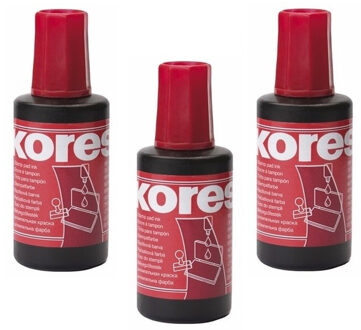 3x Flesjes inkt navulling voor stempelkussens rood 27 ml