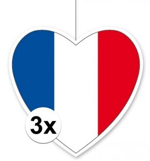 3x Frankrijk hangdecoratie harten 28 cm