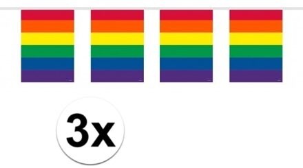 3x Gay Pride regenboog vlaggenlijnen 10 meter