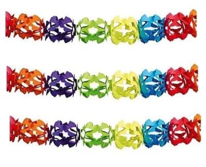 3x Gekleurde feestslingers in kruisvorm 6 m - Feestslingers Multikleur