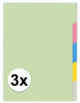 3x Gekleurde tabbladen A4 met 5 tabs