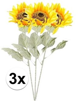 3x Gele zonnebloem kunstbloemen 82 cm - Kunstbloemen Geel