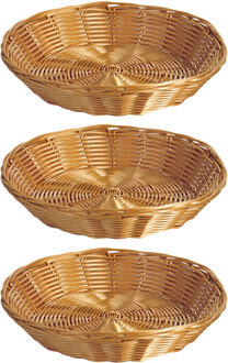 3x Gevlochten fruitmanden/broodmanden rond 25 x 6 cm