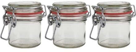 3x Glazen confituren mini pot/weckpot 100 ml met beugelsluiting en rubberen ring - Weckpotten Transparant