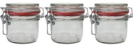 3x Glazen confituren pot/weckpot 200 ml met beugelsluiting en rubberen ring - Weckpotten Transparant