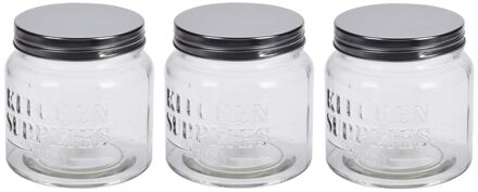3x Glazen voorraadpotten/voorraadbussen 10 cm