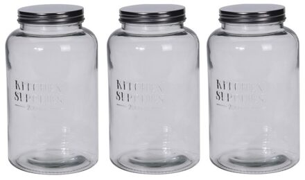 3x Glazen voorraadpotten/voorraadbussen 22 cm