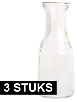 3x Glazen water/sap/wijn karaffen van 0,5 liter - Karaf glas voor op tafel/keuken artikelen