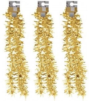 3x Gouden folieslingers grof 180 cm - Kerstslingers Goudkleurig