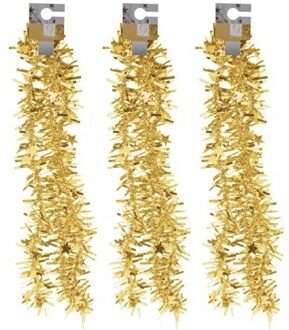 3x Gouden kerstversiering folieslingers met sterretjes 180 cm