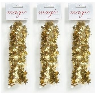 3x Gouden spiraal slingers met sterren 750cm kerstboom