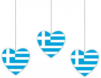 3x Griekenland hangdecoratie harten 28 cm