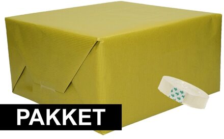 3x Groen kraft inpakpapier met rolletje plakband pakket 6
