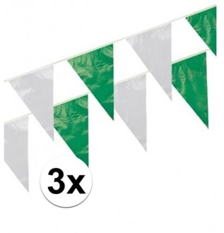 3x Groen/witte vlaggenlijntjes 10 m