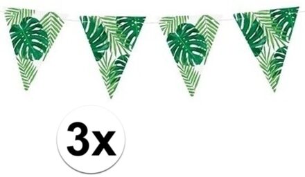 3x Groene DIY Hawaii thema feest vlaggenlijnen 1,5 meter