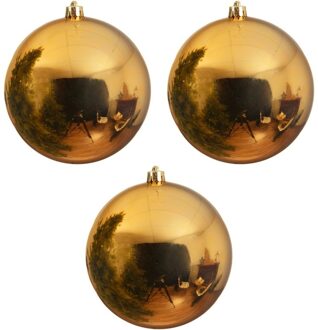 3x Grote gouden kerstballen van 14 cm glans van kunststof - Kerstbal Goudkleurig