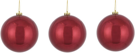 3x Grote kunststof kerstballen donkerrood 15 cm - Kerstbal