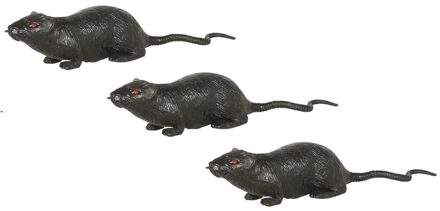 3x Grote plastic ratten 20 cm - Halloween/horror decoratie/versiering - Enge rat 3 stuks