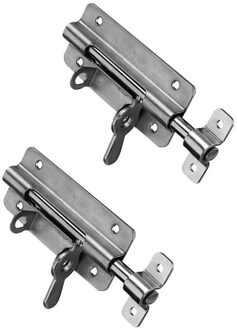 3x Hangslotgrendels / heksluitingen staal verzinkt 10 x 5.2 cm - vergrendelen van tuinhekken en poorten - heksluitingen / poortsloten / hekgrendels