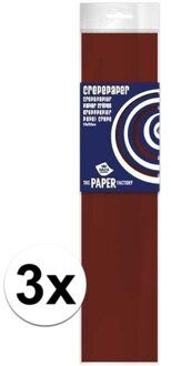 3x Hobby crepe papier bruin 250 x 50 cm - Crepepapier