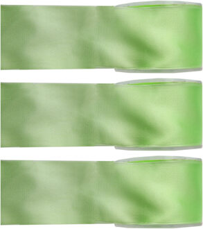 3x Hobby/decoratie groene satijnen sierlinten 2,5 cm/25 mm x 25 meter
